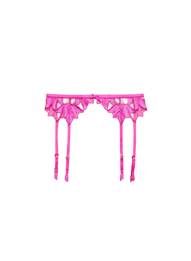 Wild Pink Recycled Lily Embroidery Garter