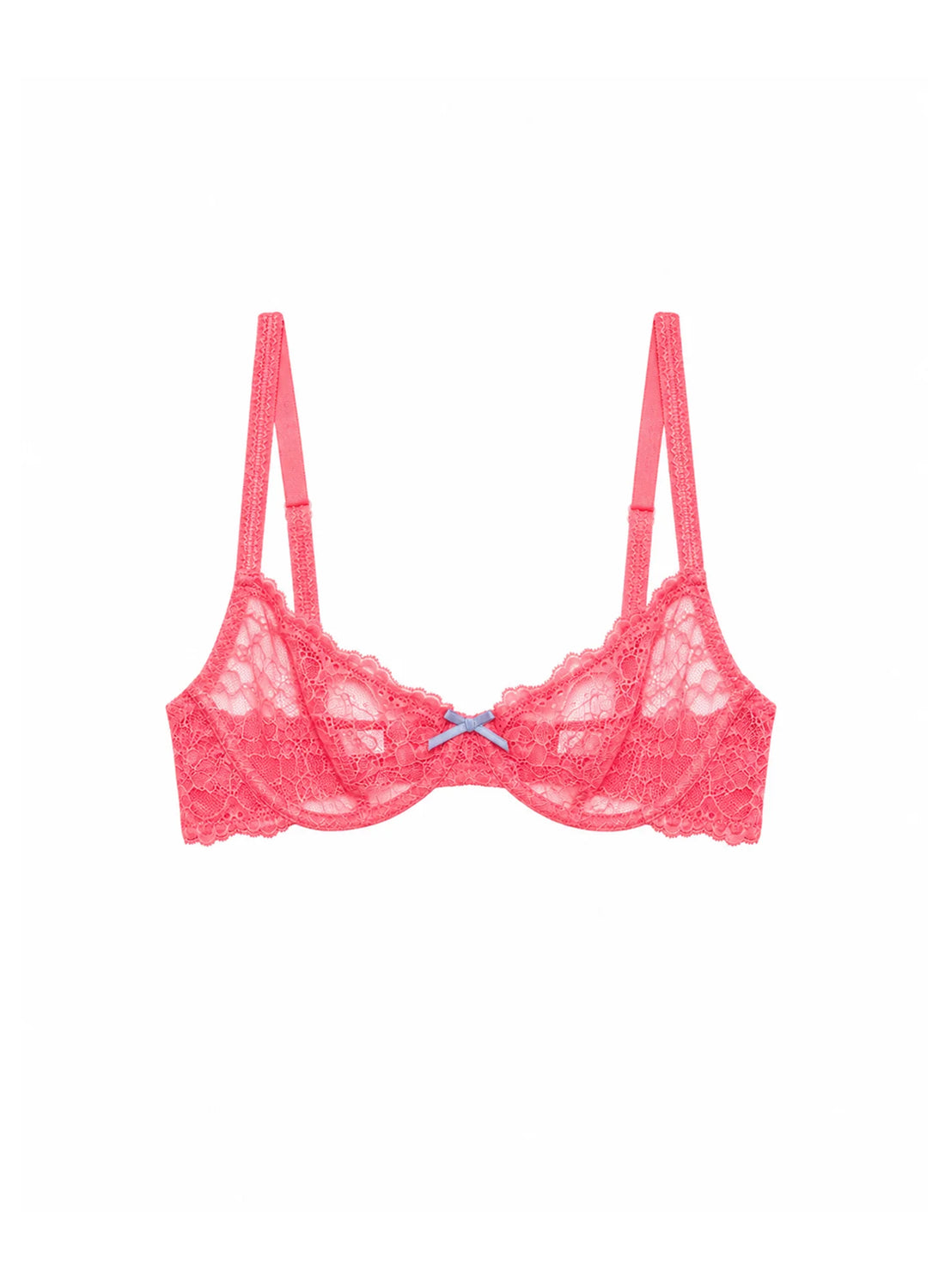 Neon Coral Bianca Lace Balconette Bra