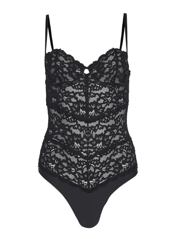 Black Charlotte Balconette Bodysuit