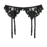 Black Lily Embroidery Garter Belt