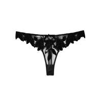 Black Lily Embroidery Hipster Thong