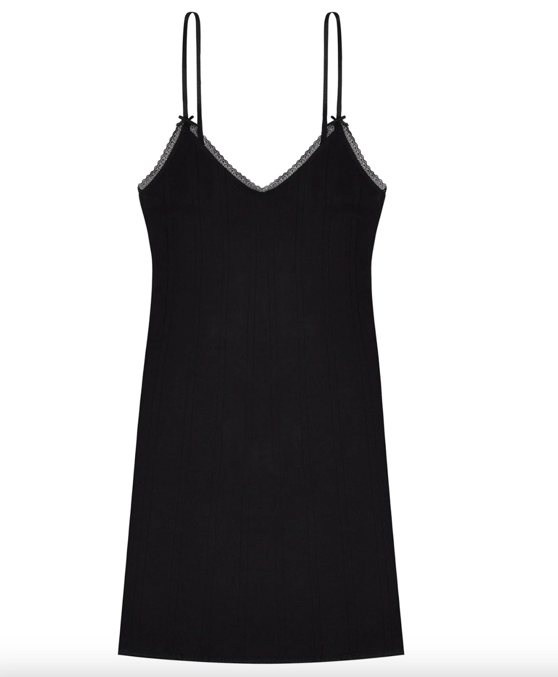 Black Pointelle Cami Slip Dress