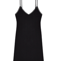 Black Pointelle Cami Slip Dress