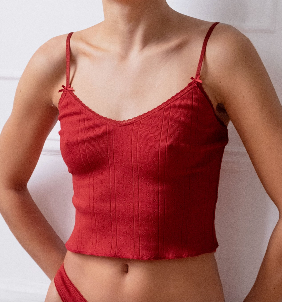 Cherry Red Pointelle Cami