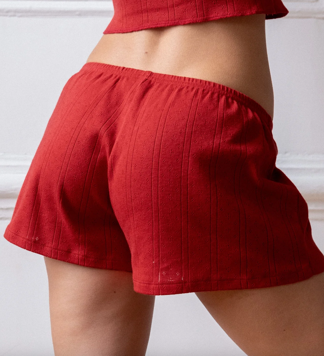 Cherry Red Pointelle Short