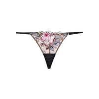 Black Fidelia Embroidery V-String