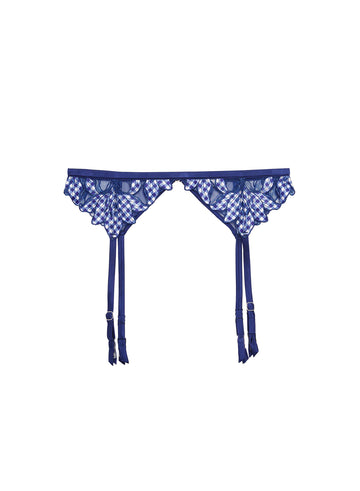 Starry Blue Gingham Lily Garter Belt
