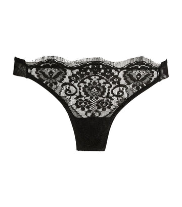 Black Fleur de Lis Thong