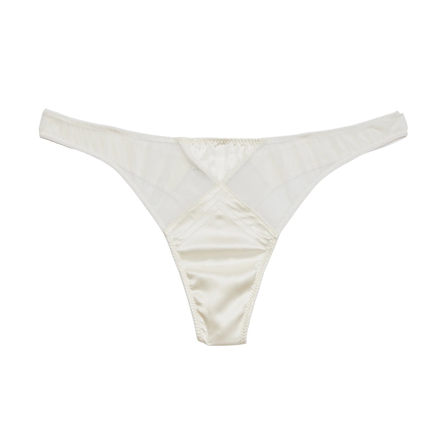 Ivory Topstitch Thong