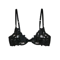 Black Lily Embroidery Plunge Demi Bra