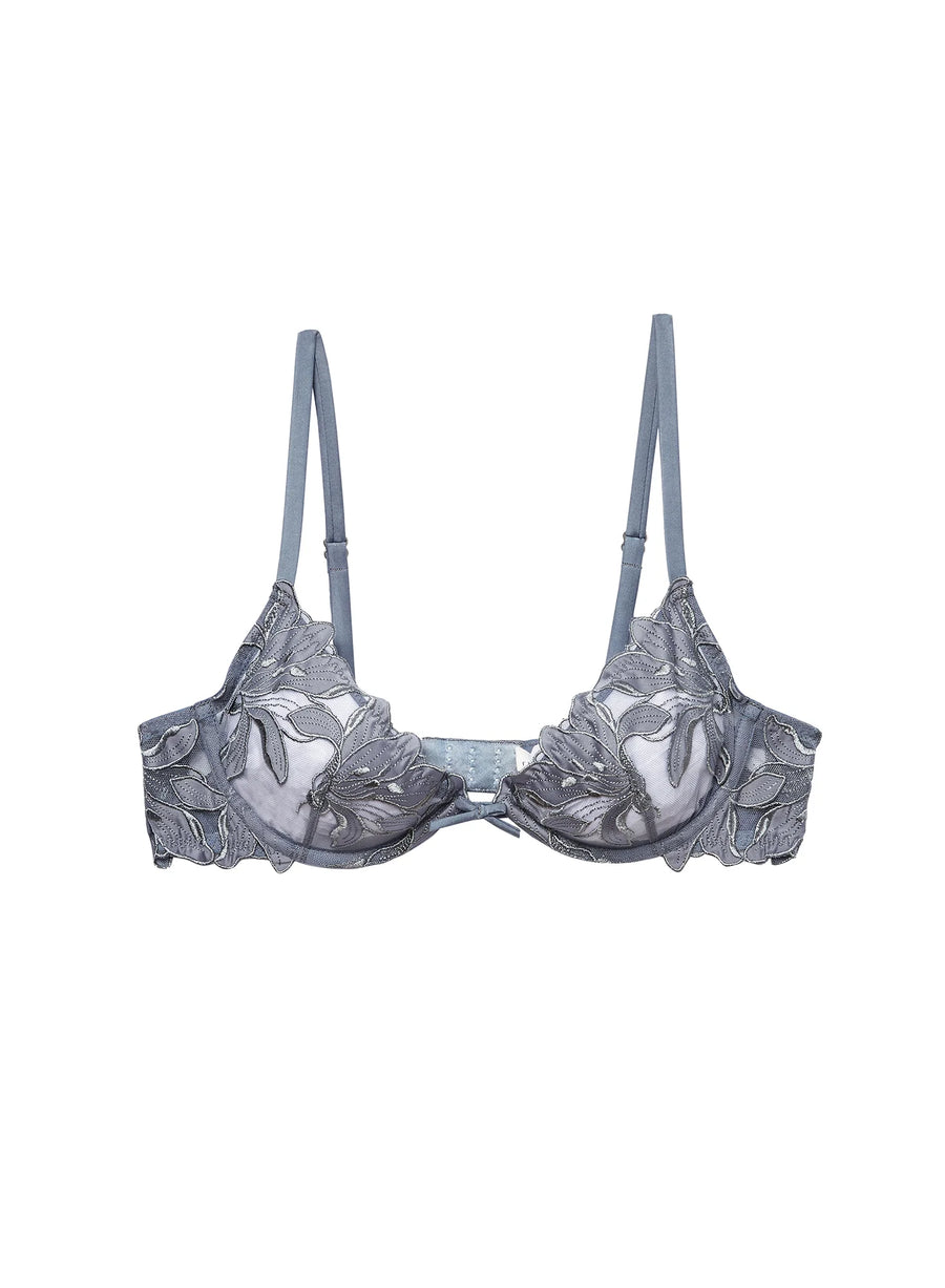 Grey Lily Embroidery Demi Bra