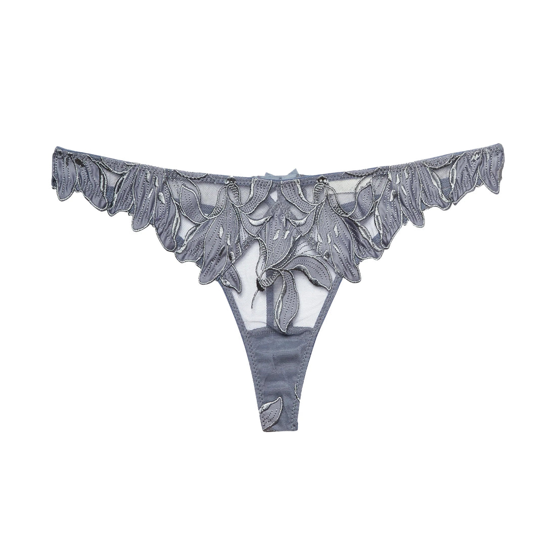 Grey Lily Embroidery Thong