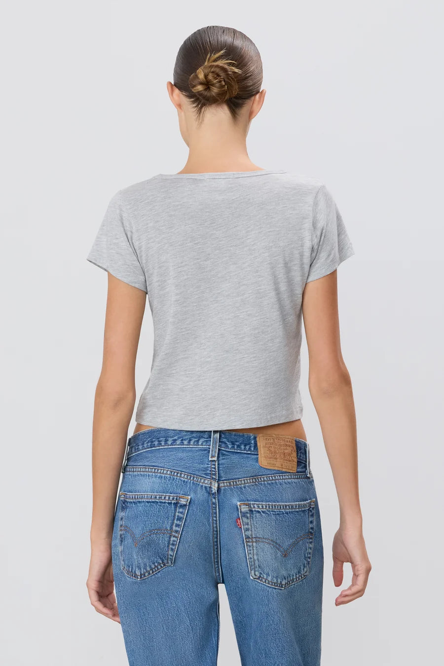 Heather Gray Cotton Modal Short Sleeve Baby Tee