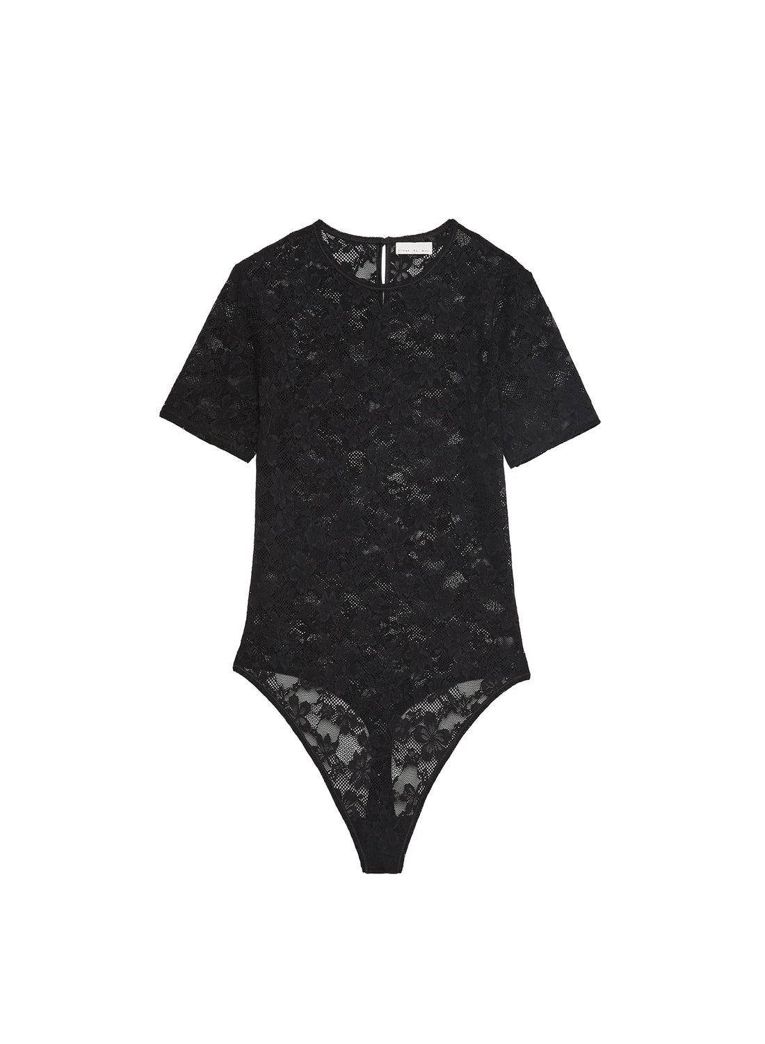 Black Le Stretch Lace Short Sleeve Bodysuit