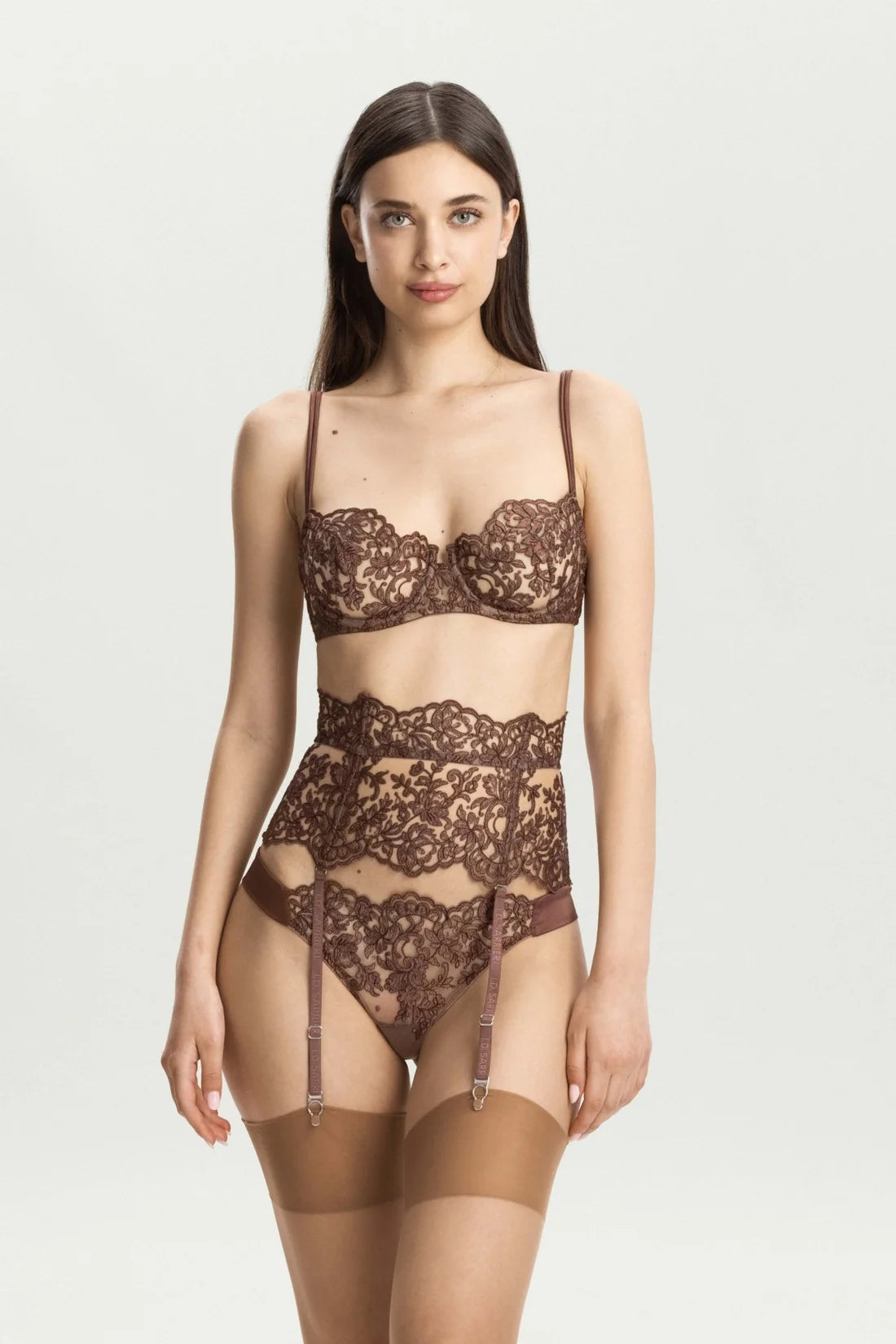 Chocolate Royal Jewel Suspender Belt