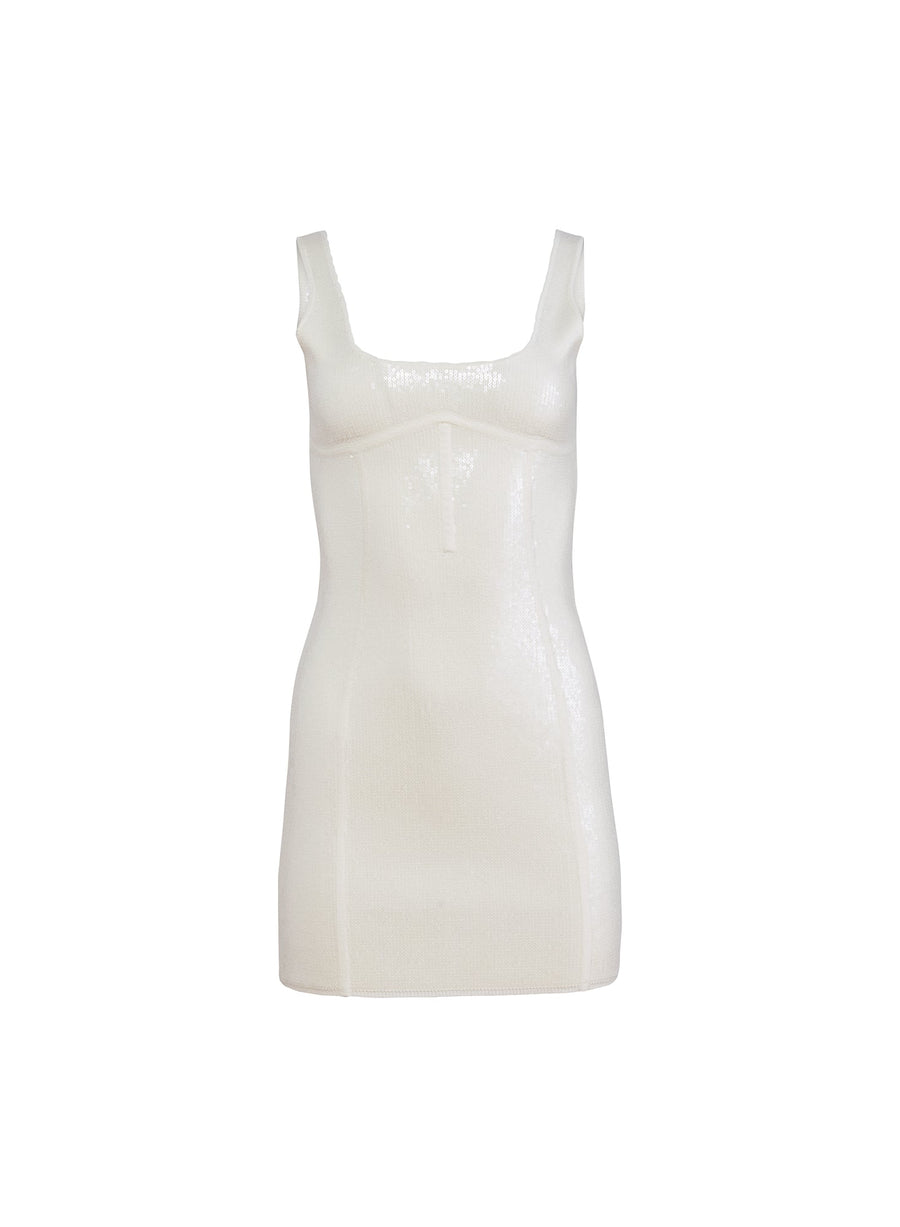 Ivory Sequin Knit Bodycon Mini Dress Elle's Ivory Sequin Knit Bodycon Mini Dress Elle's