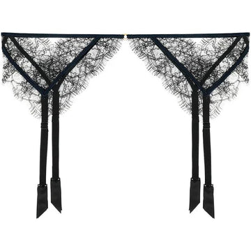 French Navy Lace Inset Garter Belt