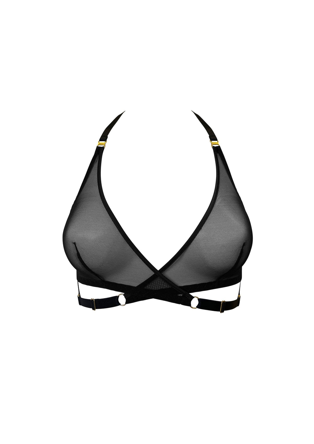 Black Art Deco Mesh Wrap Bra