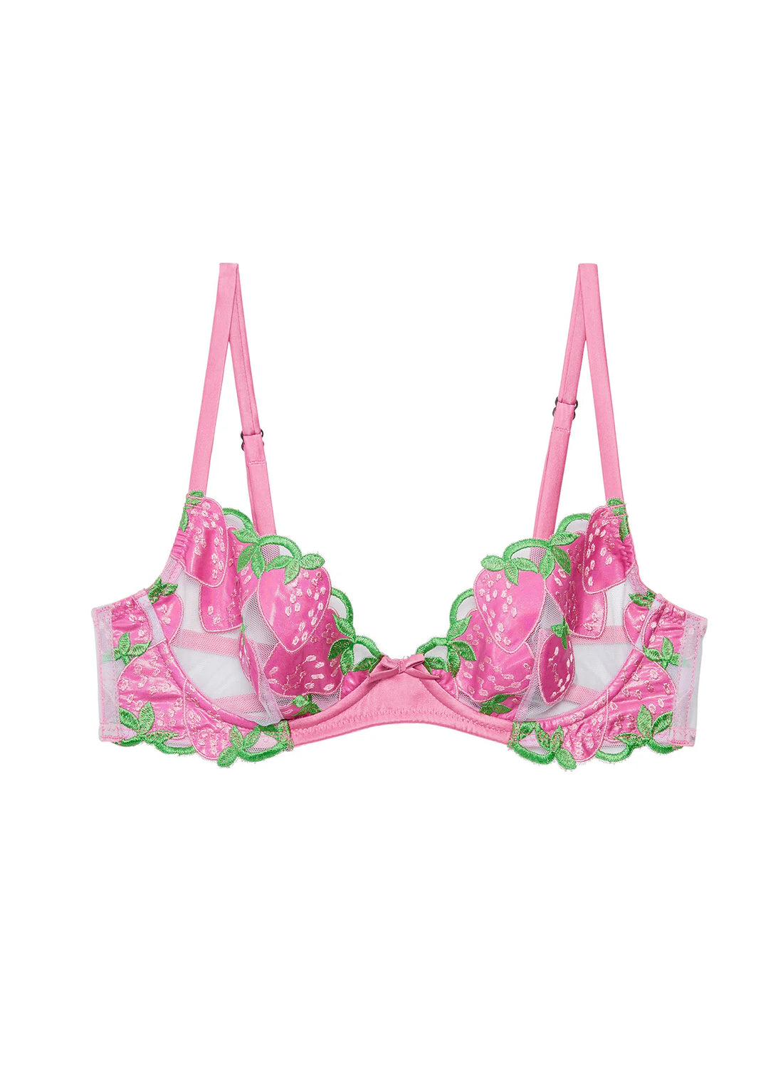 Pink Cadillac Strawberry Embroidery Demi Bra