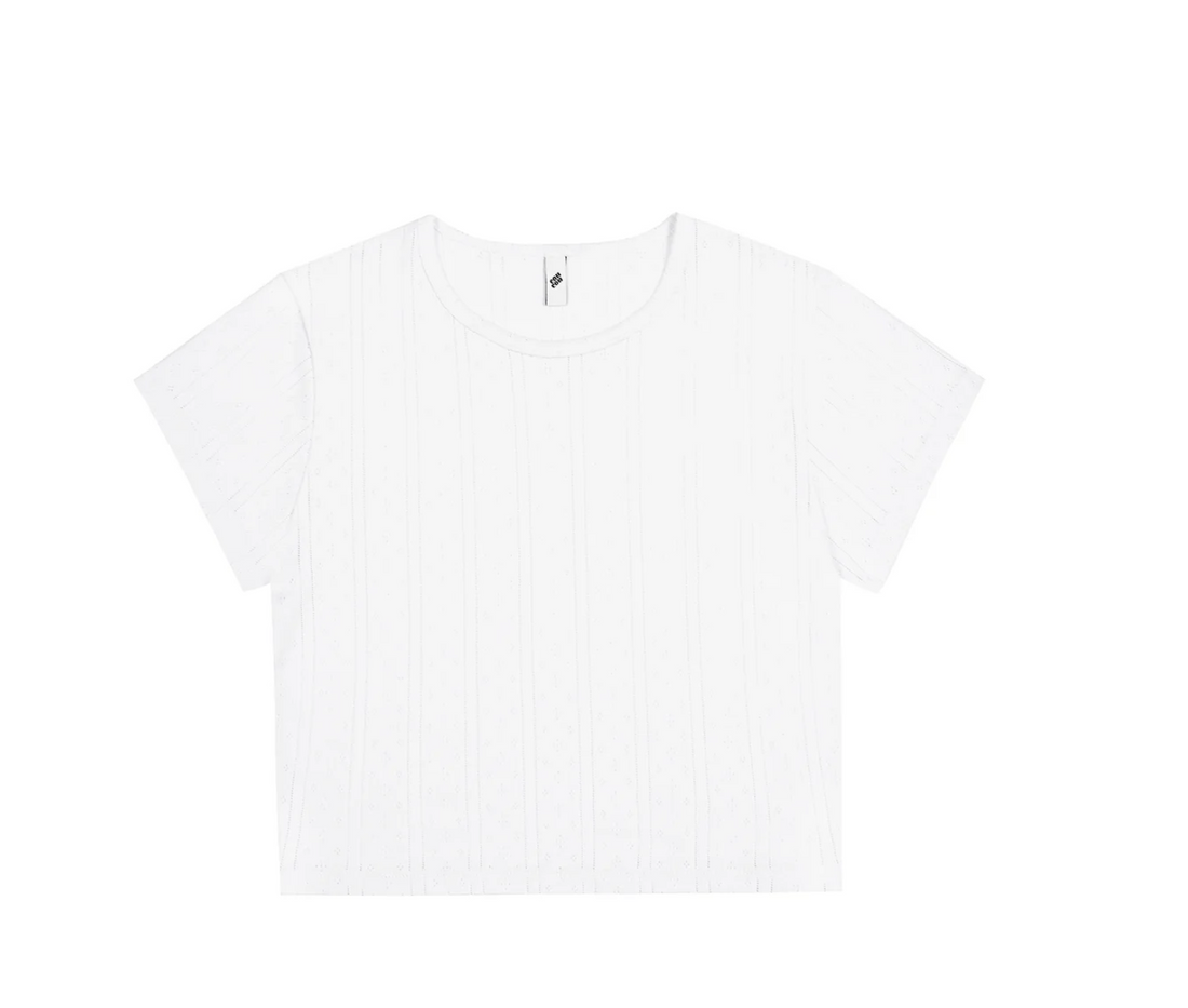 White Pointelle Baby Tee