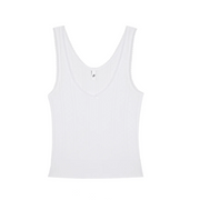 White Pointelle Scoop Tank