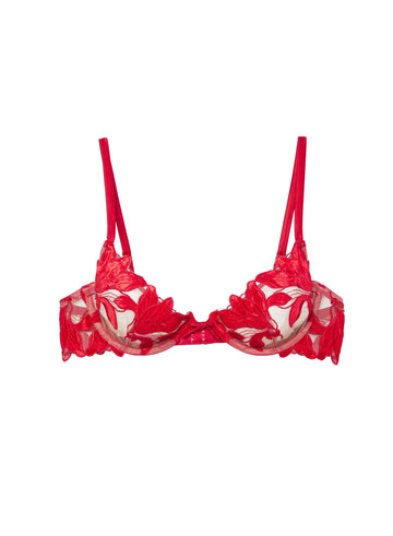 Rouge Fuller Cup Velvet Lily Embroidery Demi Bra