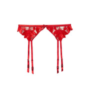 Rouge Velvet Lily Embroidery Garter Belt